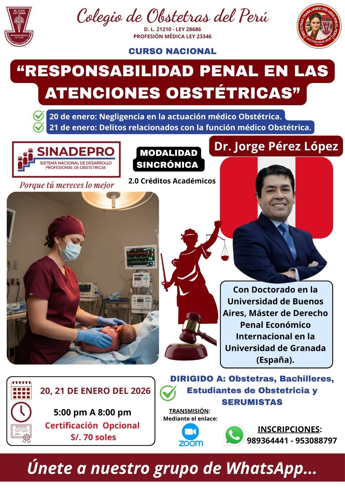CURSO NACIONAL “RESPONSABILIDAD PENAL EN LAS ATENCIONES OBSTÉTRICAS”